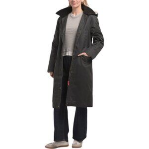 HUNTER Washed Wax Longline Coat With Detachable Hood